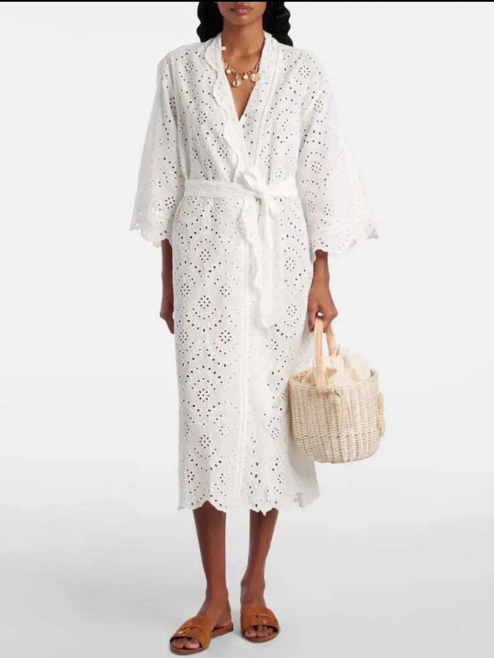 Aya Broderie Anglaise Cotton Beach Cover-up